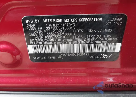 2018 Mitsubishi Outlander Sport 2.0 Le из США, поврежденный, VIN JA4AP3AU9JZ025179